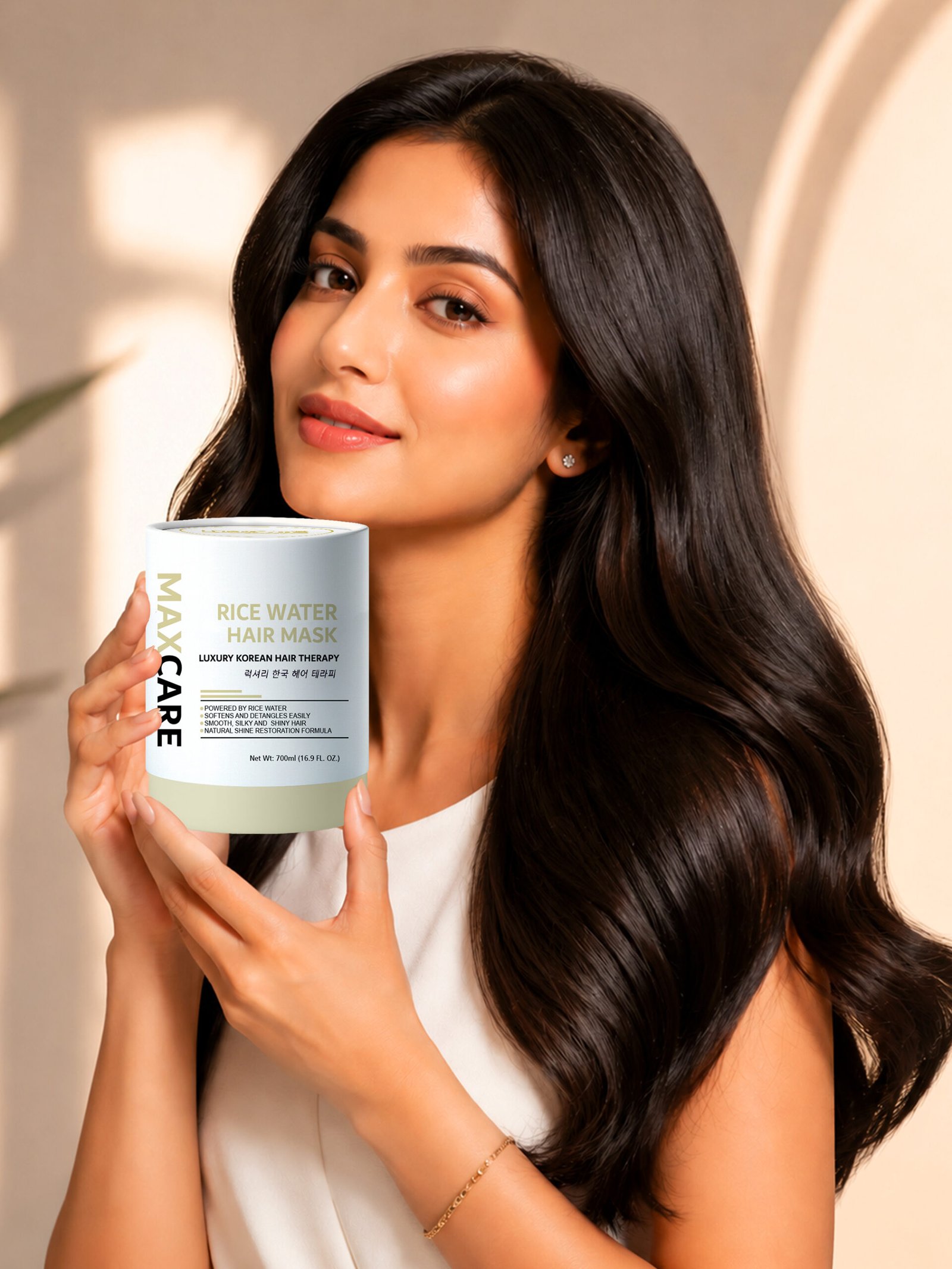 model shoot post mask maxcare rice water hair mask